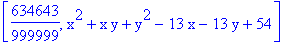 [634643/999999, x^2+x*y+y^2-13*x-13*y+54]